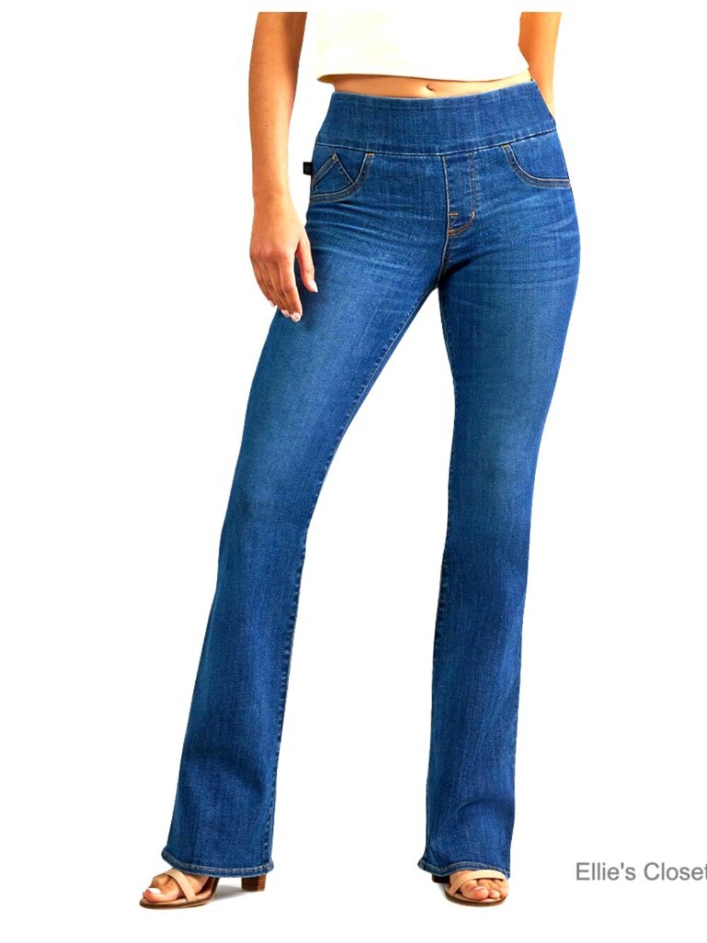 Pull-On Bootcut Jeans with Cotton Blend Fabric, Slim Fit